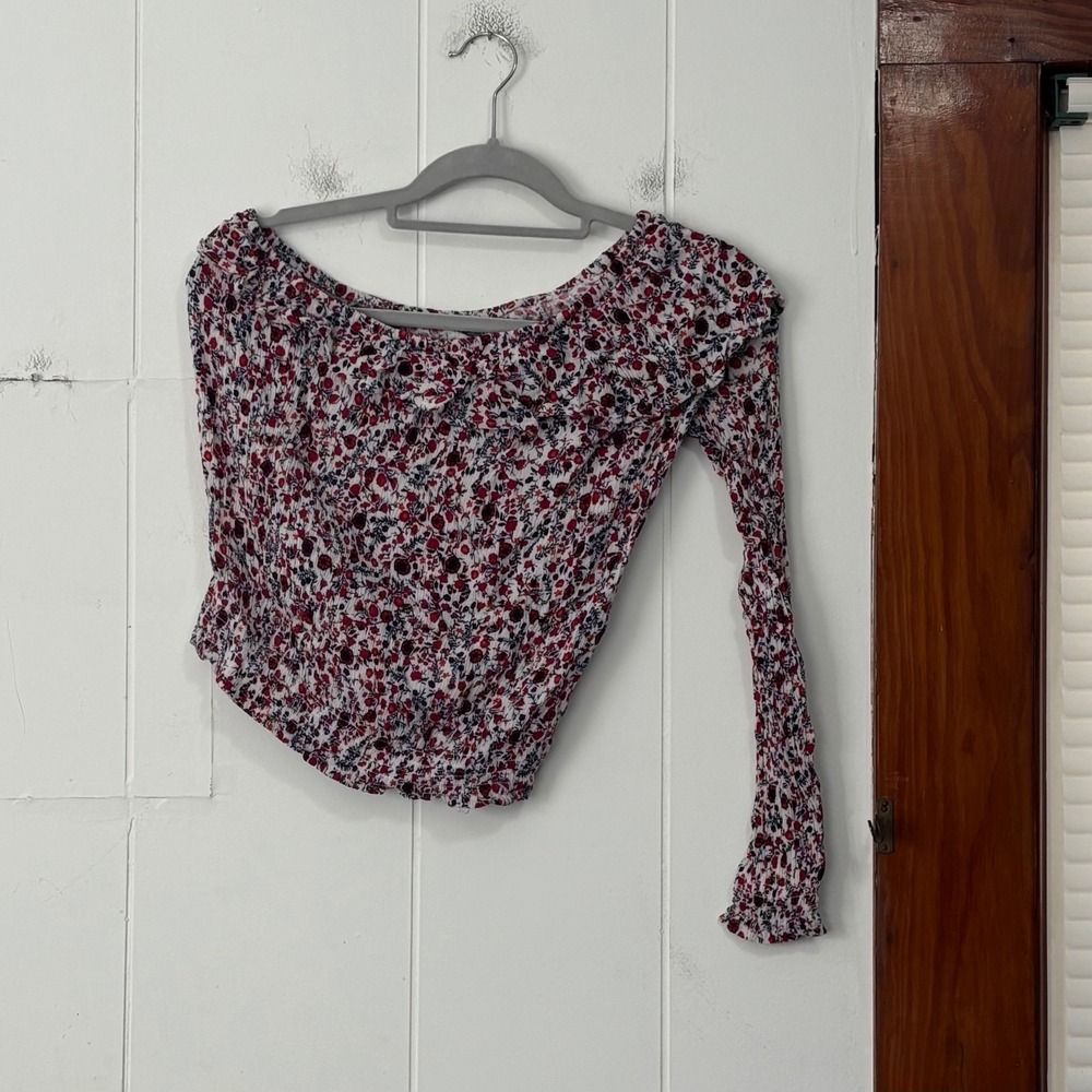 JACK by BB DAKOTA Floral Off The Shoulder Smocked Crop Top Blouse Women's Size S